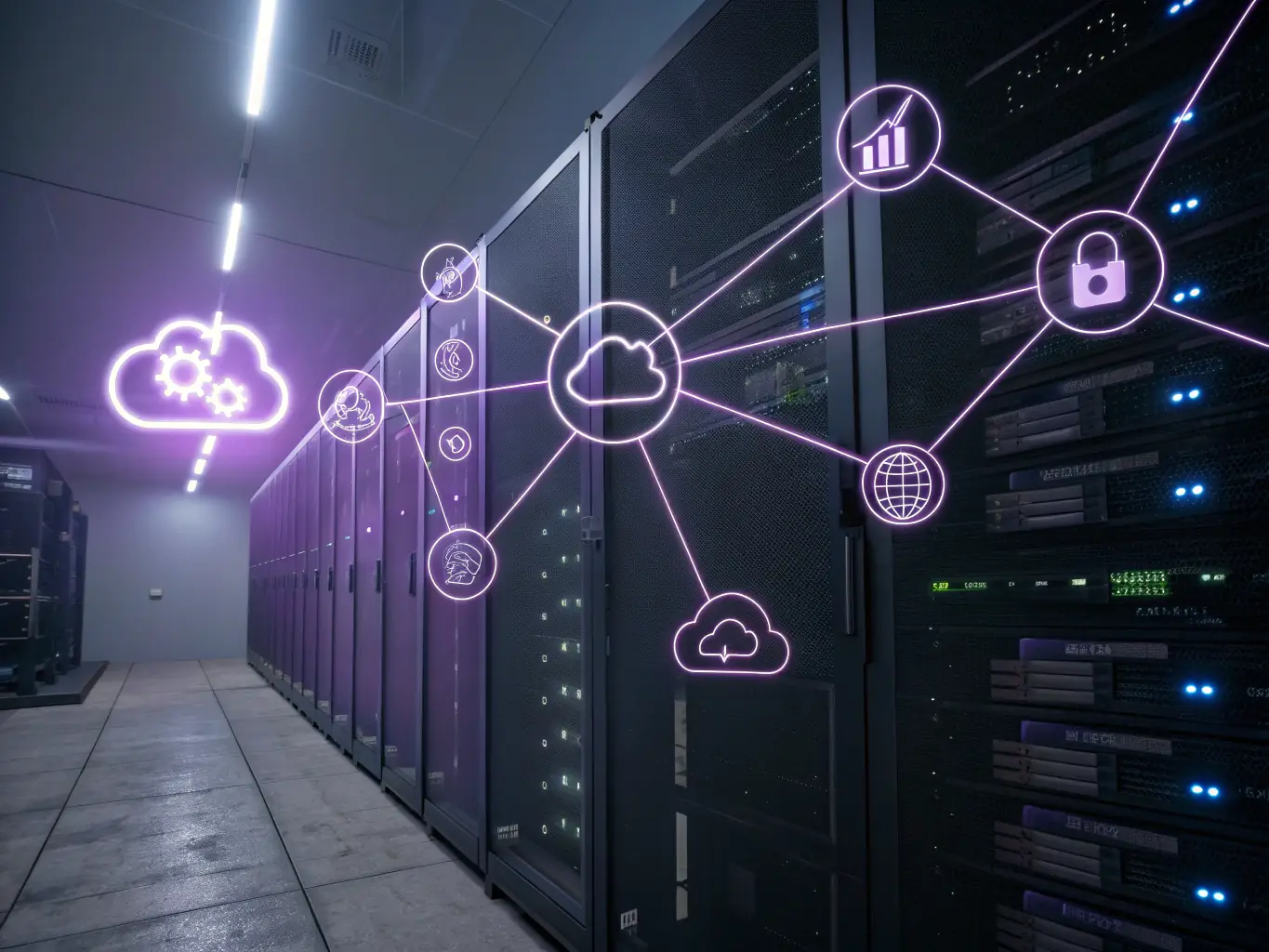 An image depicting cloud storage and data recovery processes, symbolizing Kanda Sys' Data Backup & Recovery service.